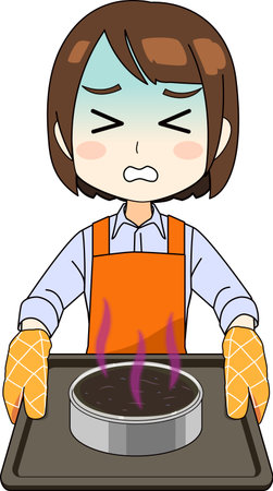 Illustration of a woman who failed to cook a cakeのイラスト素材