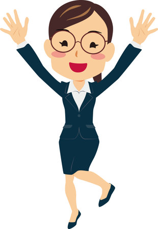 Illustration of a pleased woman in a suitのイラスト素材
