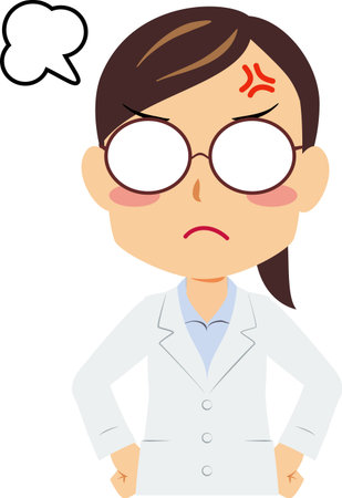Illustration of an angry woman in white coatのイラスト素材