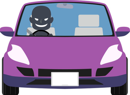 Driving bad person and car, vector illustrationのイラスト素材