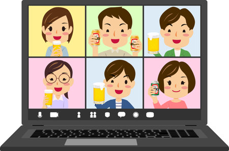Vector illustration of virtual drinking party #02のイラスト素材