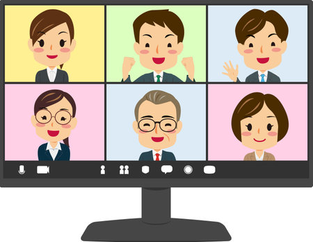 Vector illustration of teleworking pc screenのイラスト素材