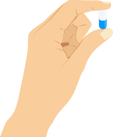 Vector illustration of pinching a capsule by handのイラスト素材