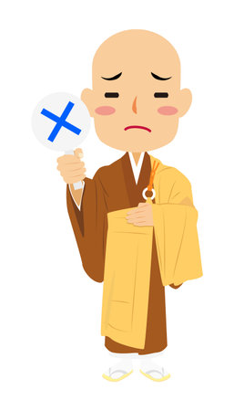 Vector illustration of Japanese Buddhist monk in formal dress #08. Buddha. Spiritual. Buddhism.のイラスト素材