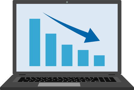 Vector illustration of laptop pc screen going down chartのイラスト素材