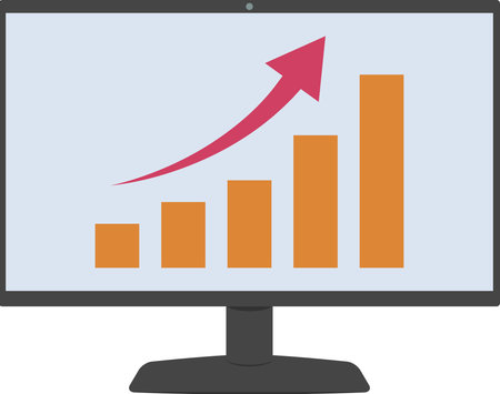 Vector illustration of pc screen going up chartのイラスト素材