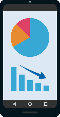 Vector illustration of smartphone screen going down chartのイラスト素材
