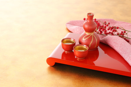 New year's sake imageの写真素材