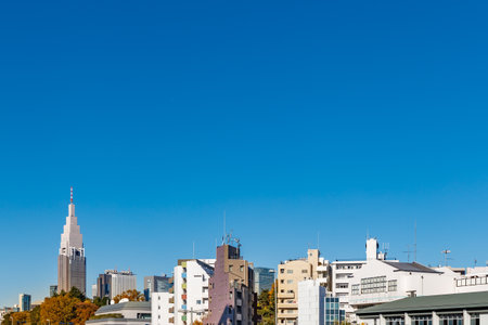 Urban buildings and blue skyのeditorial素材