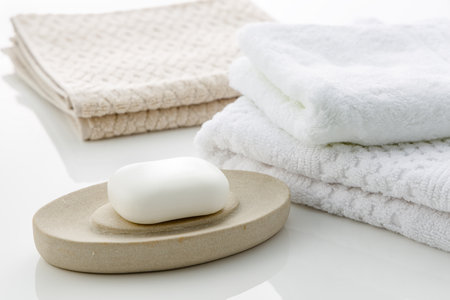 Clean towels and soaps that feel good against the skinの写真素材