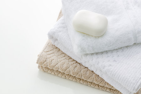 Clean towels and soaps that feel good against the skinの写真素材