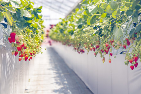 The strawberry of the greenhouse cultivationの写真素材