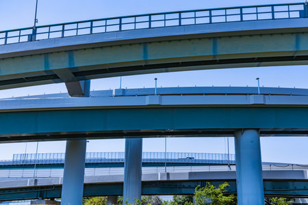 Blue sky and highway viaductの写真素材