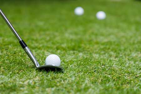 Golf clubs and golf ballsの写真素材
