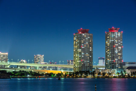 Night view of Odaibaの写真素材