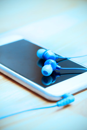 Smartphone and headphonesの写真素材