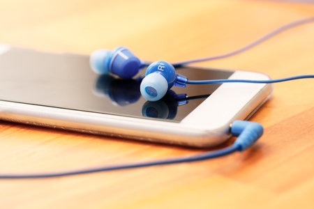 Smartphone and headphonesの写真素材
