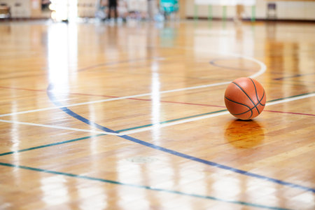 Basketball venue and ballの写真素材