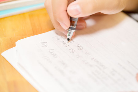 A junior high school student solving an English problem