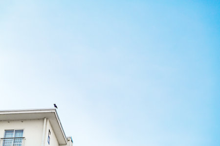Multi-family housing and blue skyの写真素材