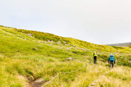 Mountain trail in early autumn, Tsukiyama, Yamagata Prefectureの写真素材