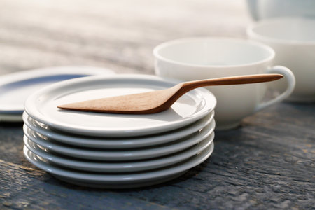 Tea time table settingの写真素材