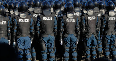 Police  protecting the city