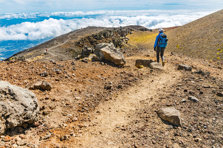 Mountain trail above the cloudsNear the top of Mt. Iwateのeditorial素材