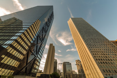 Shinjuku high-rise buildings with beautiful blue sky