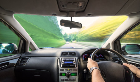View from the driver's seatの写真素材
