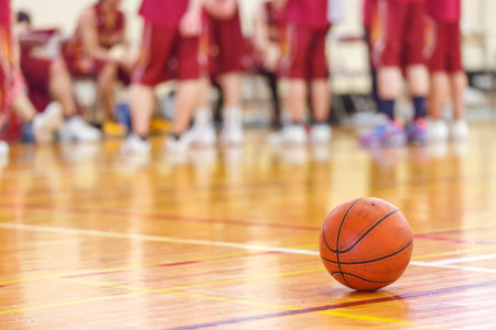 Basketball game venue and ballの写真素材