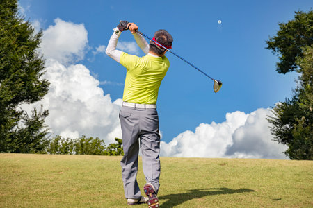 The tee ground of the golf course where fresh green is beautifulの写真素材