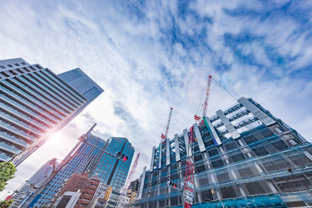 Tokyo buildings with beautiful sunshine