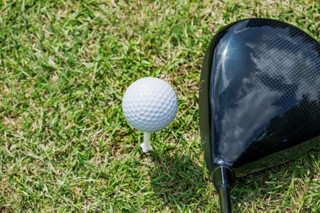 Golf course with beautiful green grassの写真素材