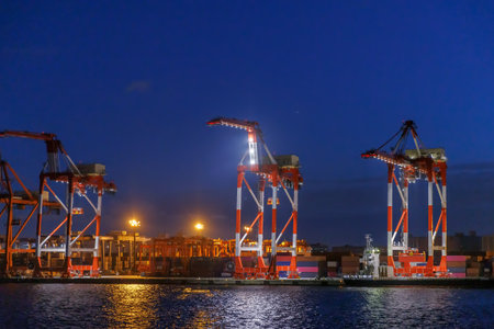 Night view of the bay area of Tokyoの写真素材