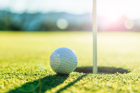 Golf course greens with beautiful grassの写真素材