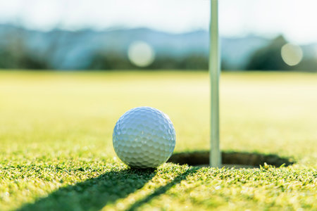 Golf course greens with beautiful grassの写真素材