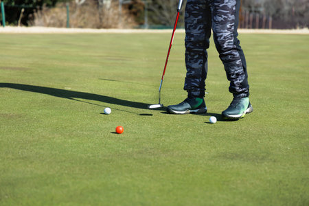 Image of a golf course with beautiful green grassの写真素材