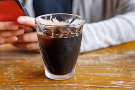 Cold and delicious iced coffeeの写真素材