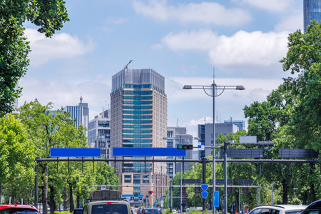 Beautiful blue sky and urban buildings