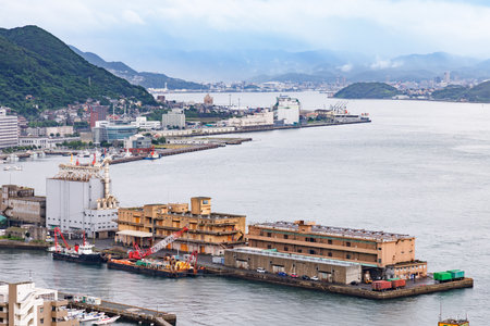 The beautiful sea barrier strait that separates Honshu and Kyushuの写真素材
