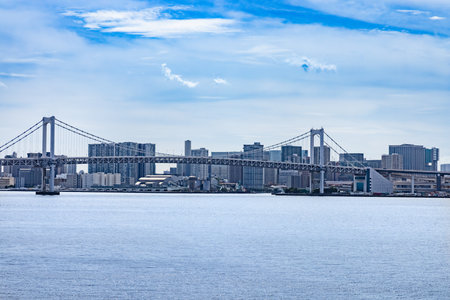 Buildings in Tokyo on the watersideの写真素材