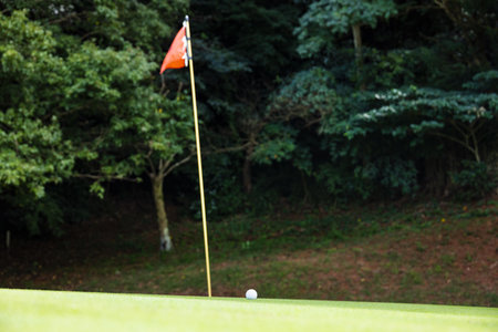 A golf course with beautiful fresh greeneryの写真素材