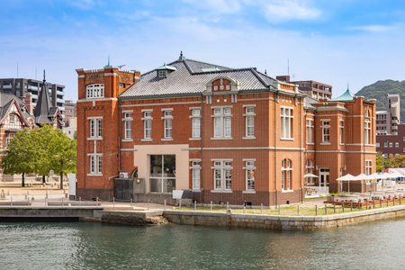 The townscape of Moji and the beautiful sea of Moji Portの写真素材