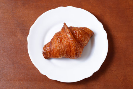 Freshly baked and delicious-looking croissantsの写真素材