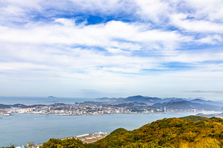 The beautiful sea barrier strait that separates Honshu and Kyushuの写真素材
