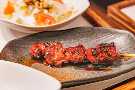 Yakitori served at izakaya banquetsの写真素材