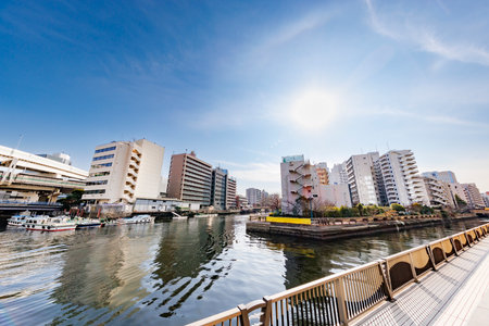 The city of Tokyo with its huge buildingsの写真素材