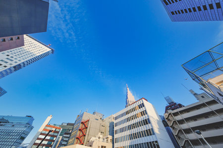 Tokyo buildings in beautiful sunlightの写真素材