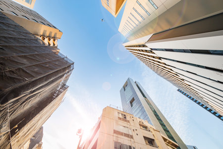 Tokyo buildings in sunlightの写真素材